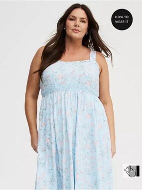 torrid Light Blue Floral Midi Dress